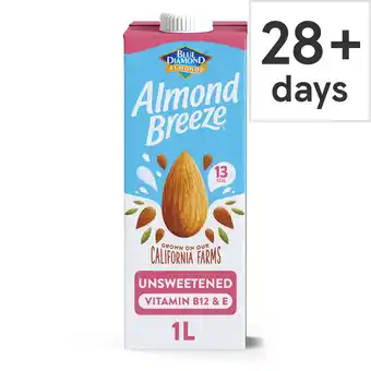 Tesco Blue diamond almond breeze unsweetened drink 1l offer