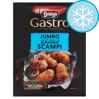 Tesco Youngs gastro jumbo wholetail scampi 230g offer