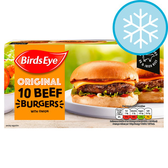 Tesco Birds eye original 10 beef burgers with onion 567g offer