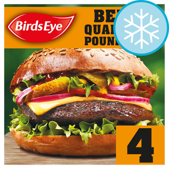Tesco Birds eye original beef quarter pounders burgers with onion 454g offer