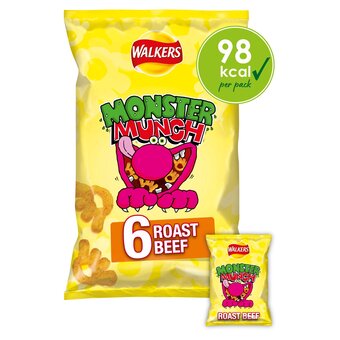 Tesco Walkers monster munch roast beef 6x20g offer