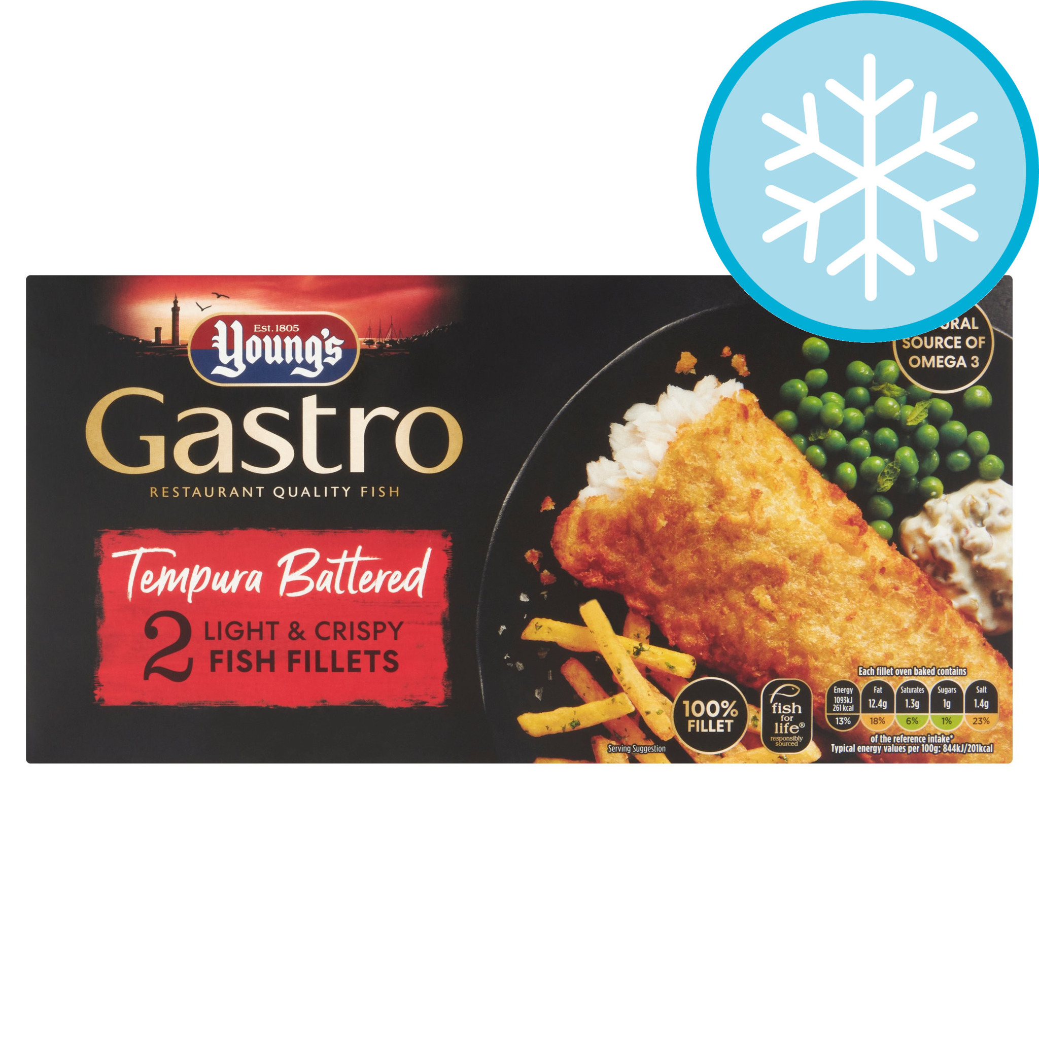 Youngs gastro 2 tempura battered fish fillets 270g offer at Tesco