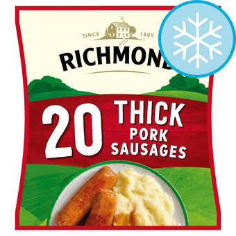 Tesco Richmond 20 frozen thick pork sausages 860g offer