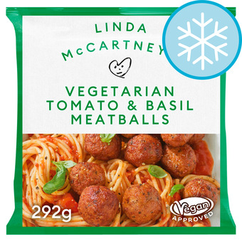Tesco Linda mccartneys vegetarian tomato & basil meatballs 292g offer
