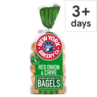 Tesco New york bakery red onion & chive bagels 5 pack offer