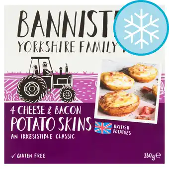 Tesco Bannisters farm 4 cheese & bacon potato skins 260g offer