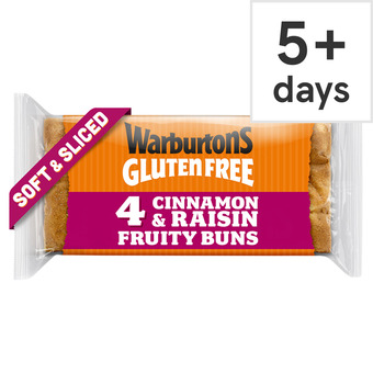 Tesco Warburtons gluten free cinnamon & raisin sliced fruity buns 4 pack offer