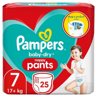Tesco Pampers baby dry pants essential pack size 7 25 nappies offer