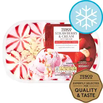 Tesco Tesco strawberry & cream ice cream tub 900ml offer