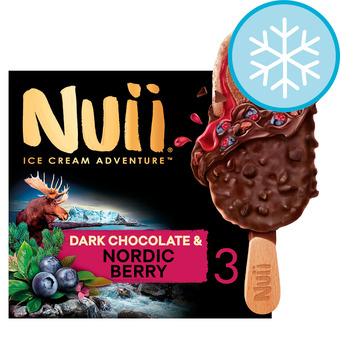 Tesco Nuii dark chocolate & berry ice cream sticks 3x90ml offer