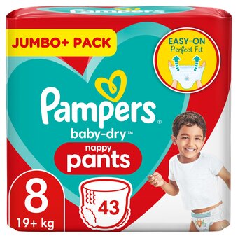 Tesco Pampers baby dry nappy pant size 8 43 nappies jumbo pack offer