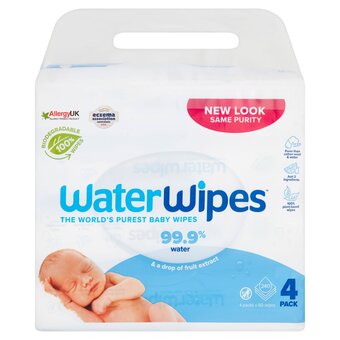 Tesco Waterwipes biodegradable baby wipes 60 pack x 4 offer