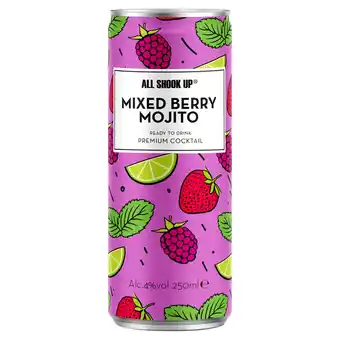 Tesco All shook up mixed berry mojito 250ml offer