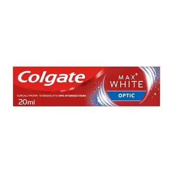 Tesco Colgate max white optic toothpaste 20ml offer