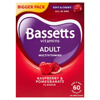 Tesco Bassetts adults multivitamins raspberry & pomegranate flavoured 60s offer
