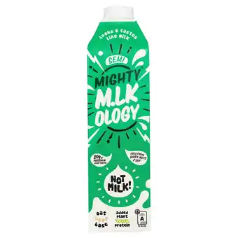 Tesco Mighty m.lkology semi uht pea protein drink 1 litre offer