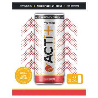 Tesco Acti+ zero sugar blood orange drink 4x250ml offer