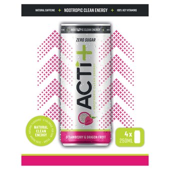 Tesco Acti+ zero sugar strawberry & dragon fruit 4x250ml offer