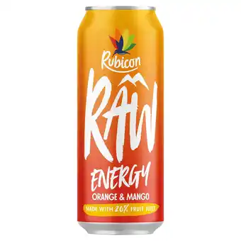 Tesco Rubicon raw energy orange & mango drink 500ml offer