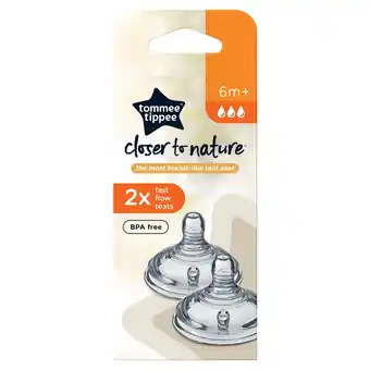 Tesco Tommee tippee closer to nature fast flow teats 2 pack 6m+ offer