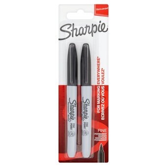 Tesco Sharpie permanent markers, fine point, black, 2 count offer
