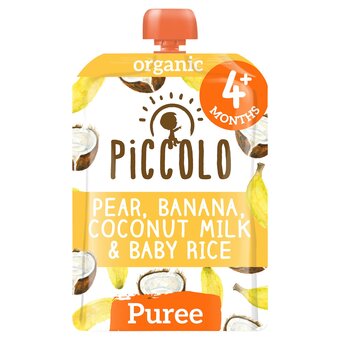 Tesco Piccolo organic pear banana coconut milk baby rice 100g offer
