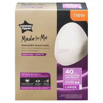 Tesco Tommee tippee disposable breast pads large 40 pack offer