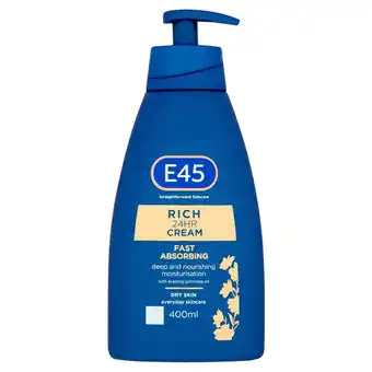 Tesco E45 rich 24 hour cream dry skin 400ml offer