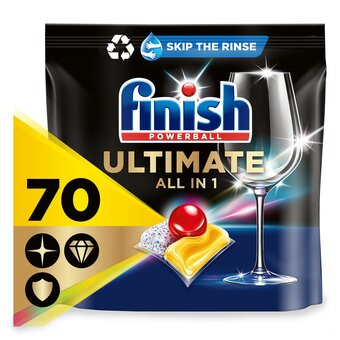 Tesco Finish ultimate all in one dishwasher tablets lemon 70pk 903g offer