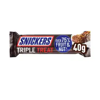 Tesco Snickers triple treat fruit nut & chocolate bar 40g offer