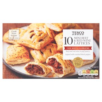 Tesco Tesco 10 mini beef & red wine lattices 300g offer