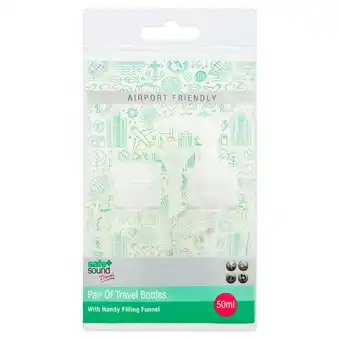 Tesco Safe and sound twin travel bottles 50g offer