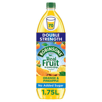 Iceland Robinsons double strength orange & pineapple no added sugar fruit squash 1.75 l offer