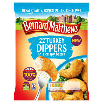 Iceland Bernard matthews 22 turkey dippers in a crispy batter 403g offer