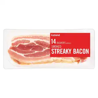 Iceland Iceland 14 rashers (approx.) smoked streaky bacon 235g offer