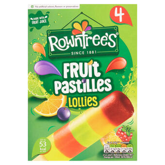 Iceland Rowntree's fruit pastilles lollies 4 x 65ml offer