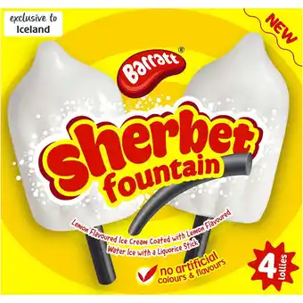 Iceland Barratt 4 sherbet fountain lollies 300g offer