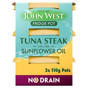 Morrisons John west fridge pot no drain tuna steak in sunflower oil offer