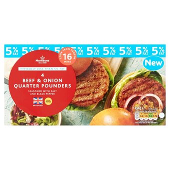 Morrisons Morrisons beef quarter pounders with onion 5% fat offer
