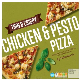 Sainsbury's Sainsbury's thin & crispy chicken and pesto pizza 353g offer