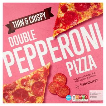 Sainsbury's Sainsbury's double pepperoni thin pizza 339g offer