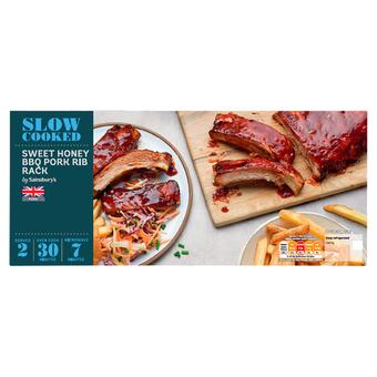 Sainsbury's Sainsbury's slow cook british pork ribs with a sweet honey glaze 646g (serves 2) offer