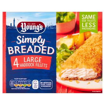 Sainsbury's Young's simply breaded 4 large haddock fillets 440g offer