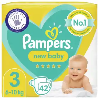 Sainsbury's Pampers new baby size 3 essential pack, 6kg-10kg 42 nappies offer
