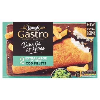 Sainsbury's Young's gastro extra large battered cod fillets x2 450g offer