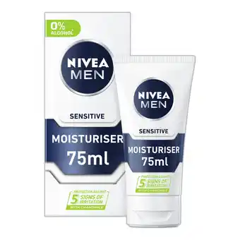 Sainsbury's Nivea men sensitive face moisturiser with 0% alcohol 75ml offer