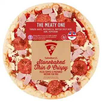 Sainsbury's Sainsbury’s stonebaked 14” the meaty one thin & crispy pizza offer