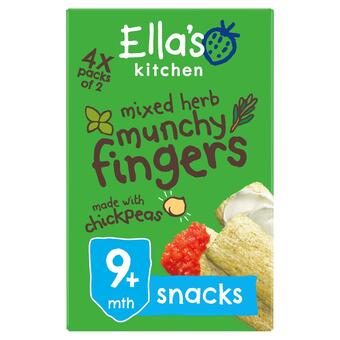 Sainsbury's Ella's kitchen organic mixed herb munchy fingers multipack baby snack 9+ months 4x12g offer