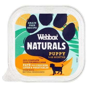 Sainsbury's Webbox naturals pate with chicken liver & vegetables puppy 1 to 12 months 150g offer