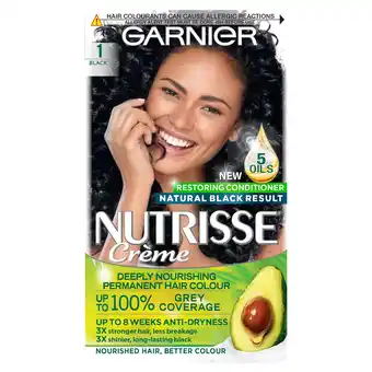 Tesco Garnier nutrisse 1 black permanent hair dye offer